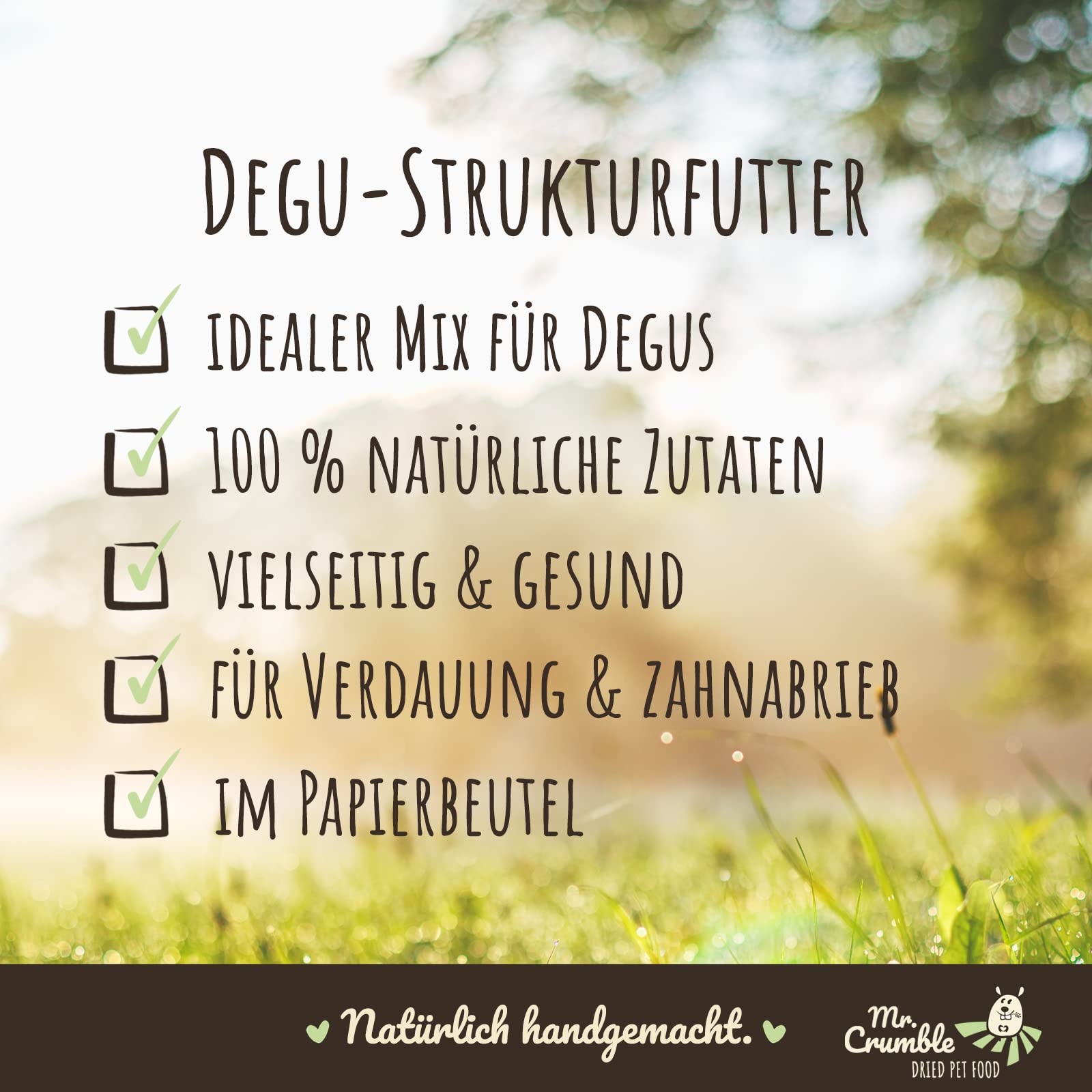 Mr. Crumble Degu-Struktur Degu-Futter 1kg getreidefrei