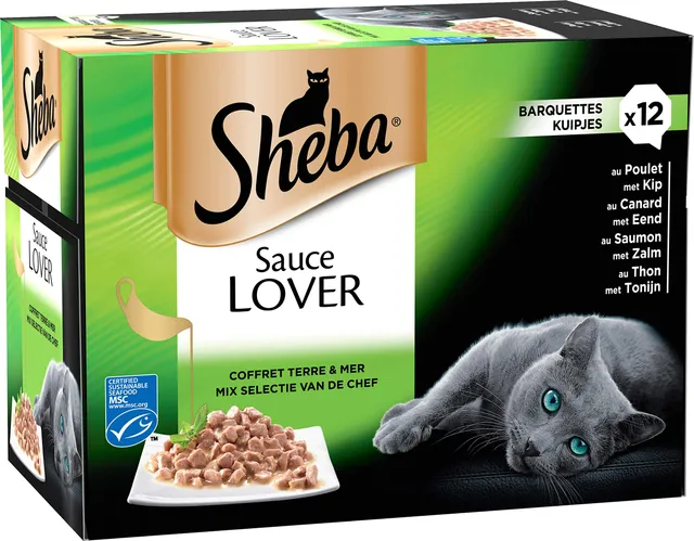 Sheba Sauce Lover Nassfutter Katze 72x85g Huhn Ente Lachs Thunfisch