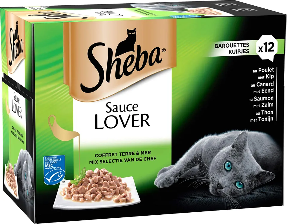 Sheba Sauce Lover Nassfutter Katze 72x85g Huhn Ente Lachs Thunfisch