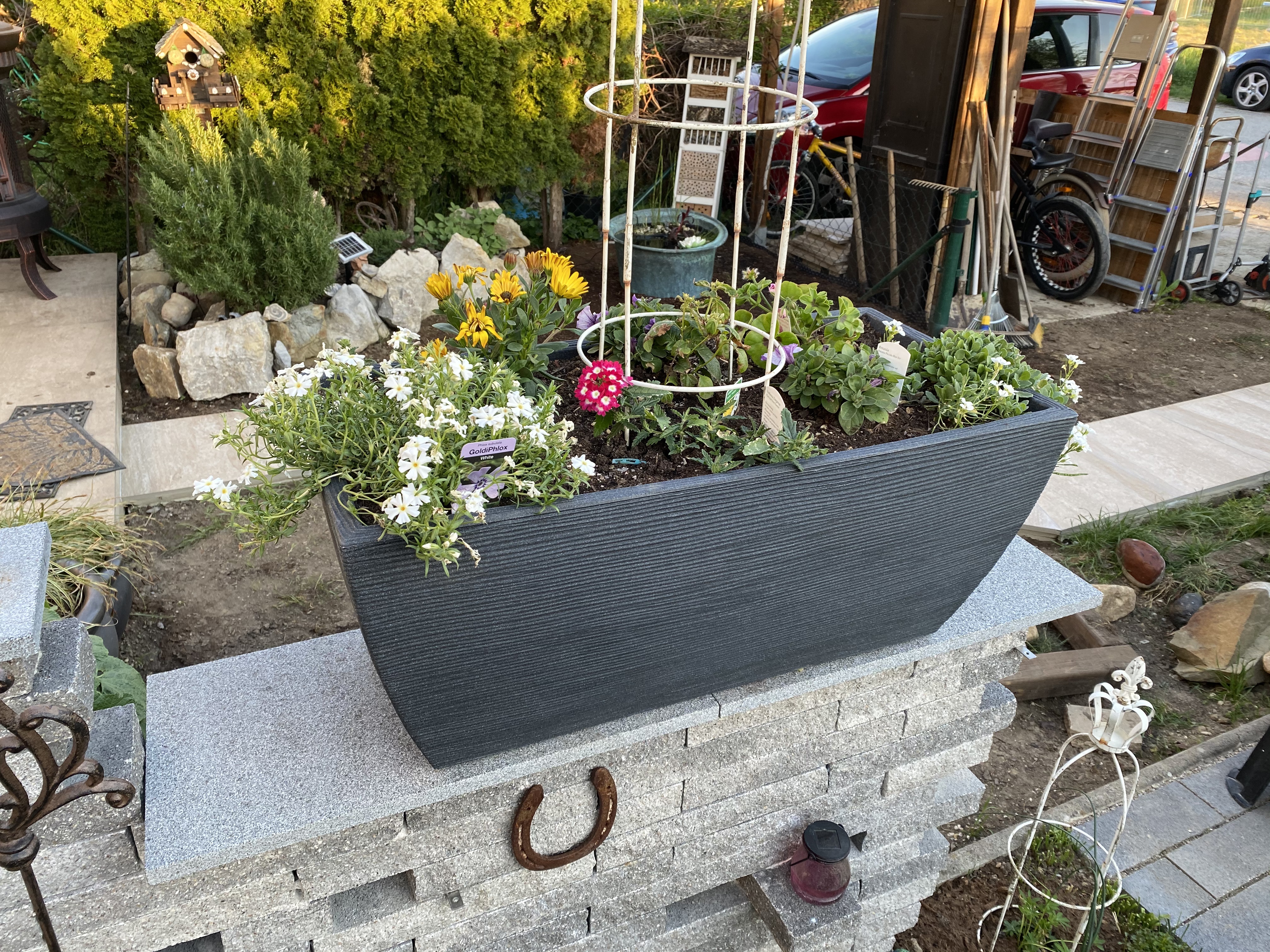 Dehner Rille Blumenkasten Kunststoff 80x40x34 cm anthrazit