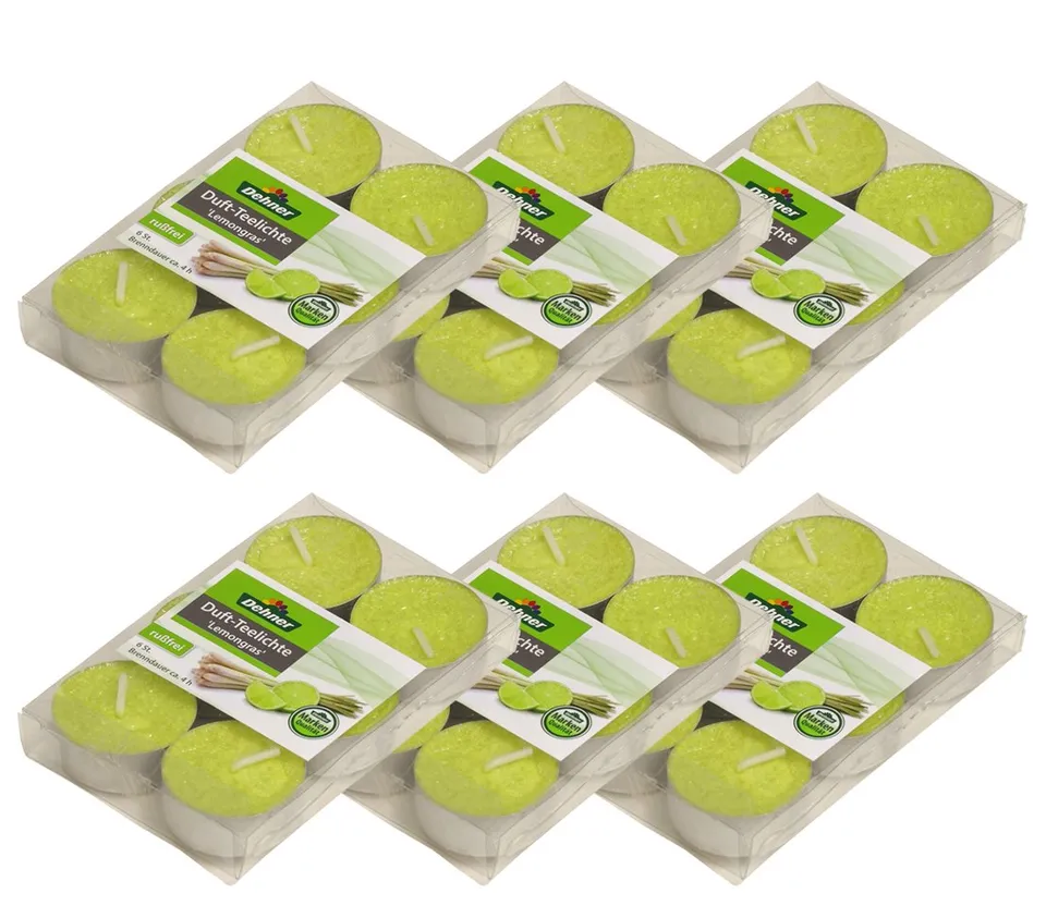 Dehner Premium Lovely Duft-Teelichter Lemongras 36 Stück rußfrei