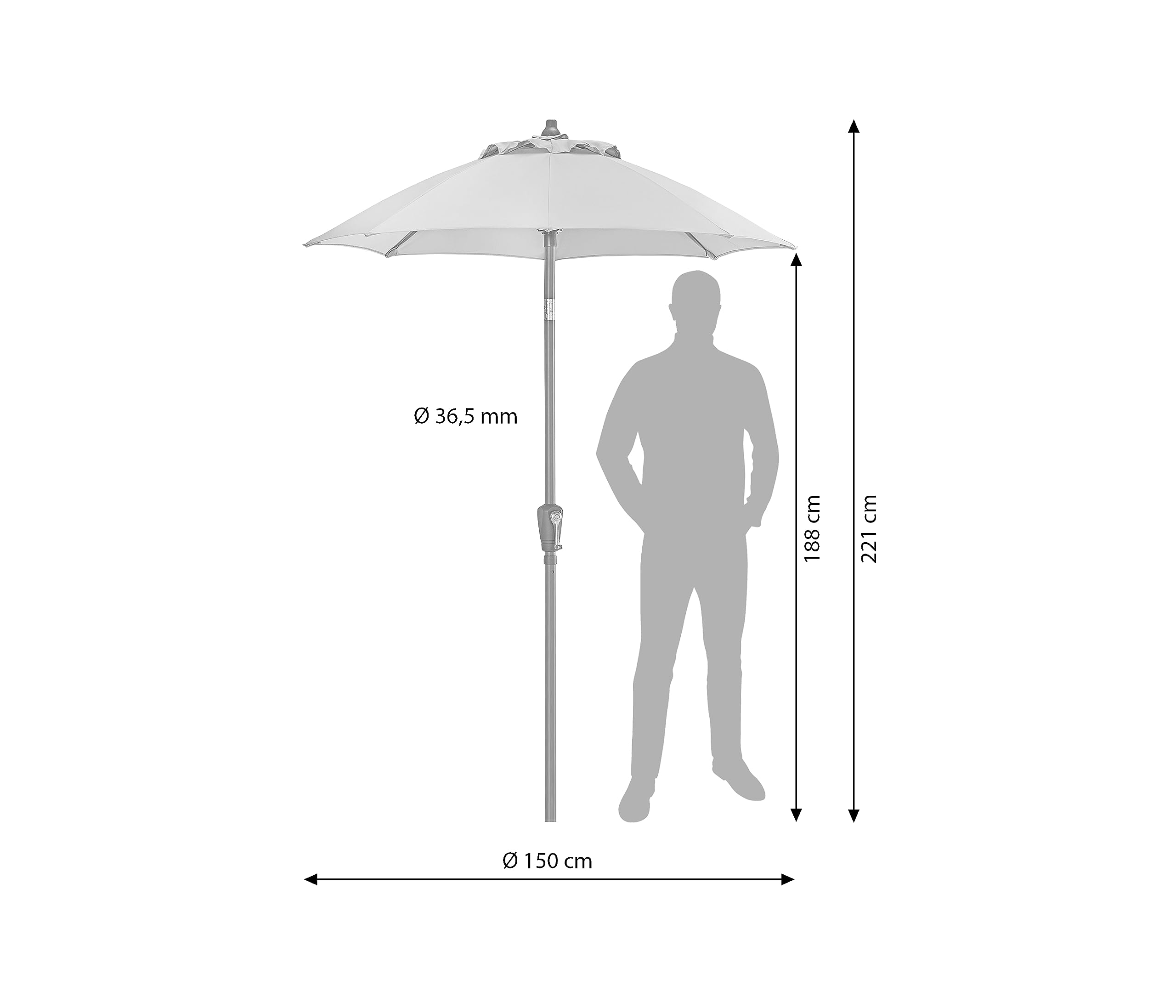 Dehner Premium Lovely Vido Sonnenschirm 150cm taupe