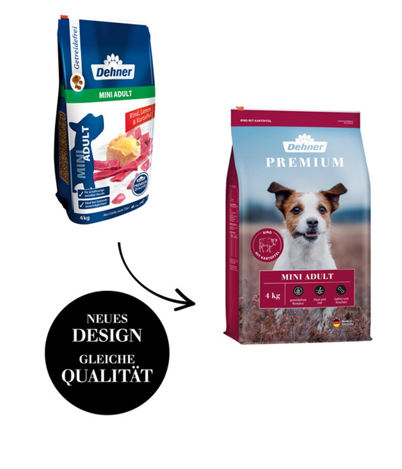 Dehner Premium Mini Adult Hundefutter Rind Lamm 4 kg getreidefrei