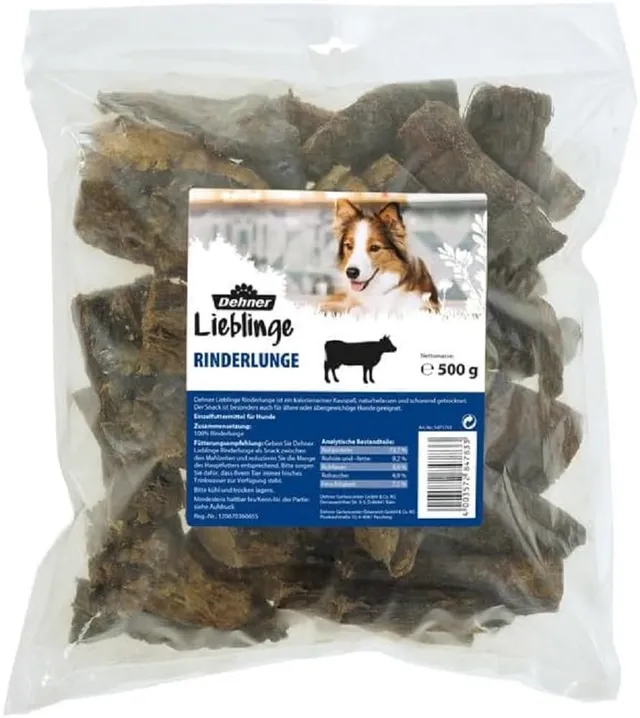 Dehner Lieblinge Hundesnack Rinderlunge 500g senior
