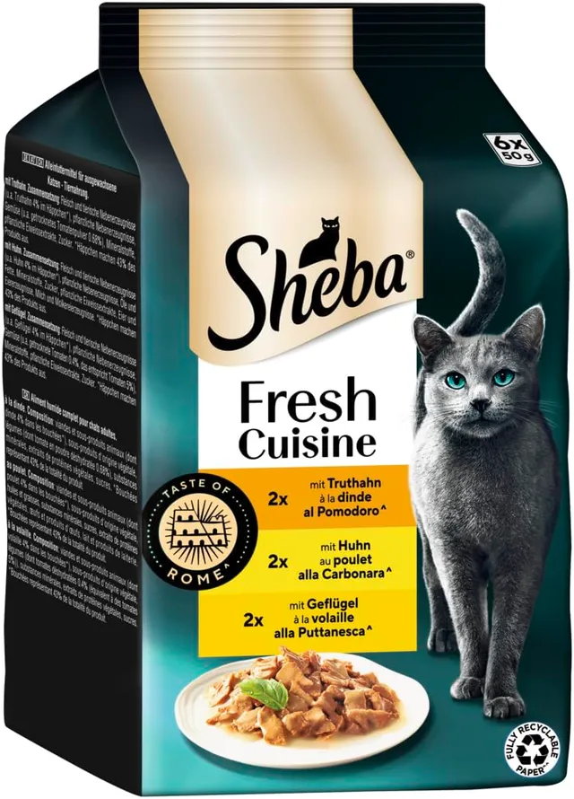 Sheba Taste Rome Nassfutter Truthahn Huhn 6x50g Sauce