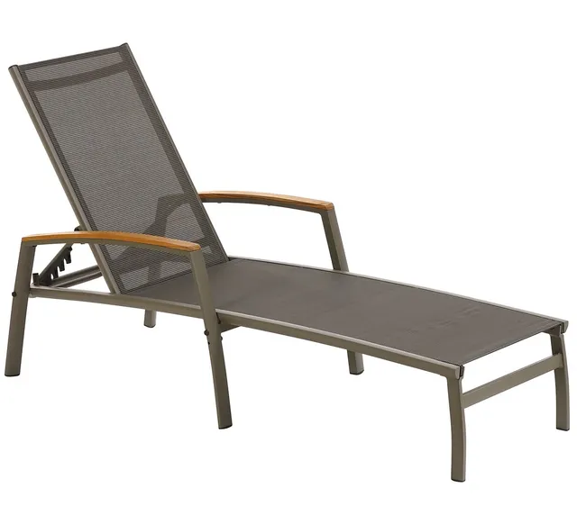 Dehner Colmar Gartenliege anthrazit 203cm Teakholz verstellbar