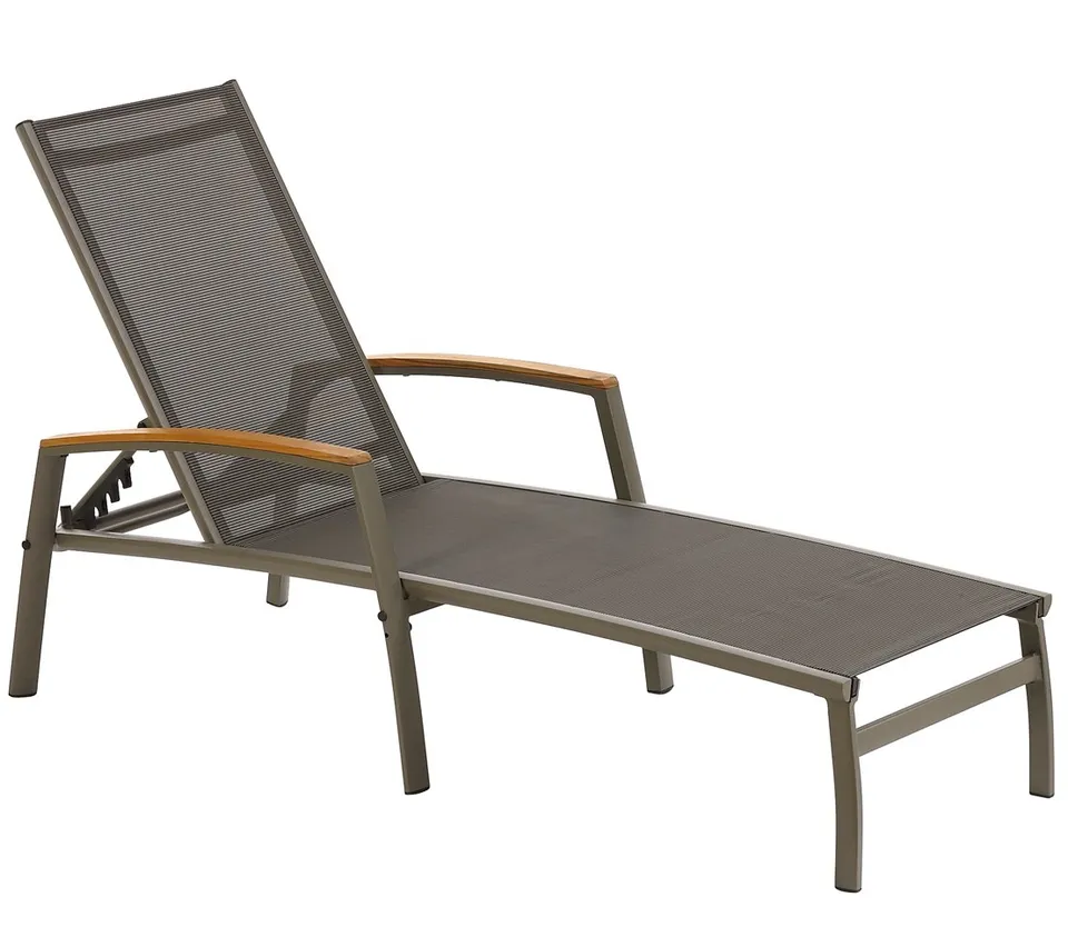 Dehner Colmar Gartenliege anthrazit 203cm Teakholz verstellbar