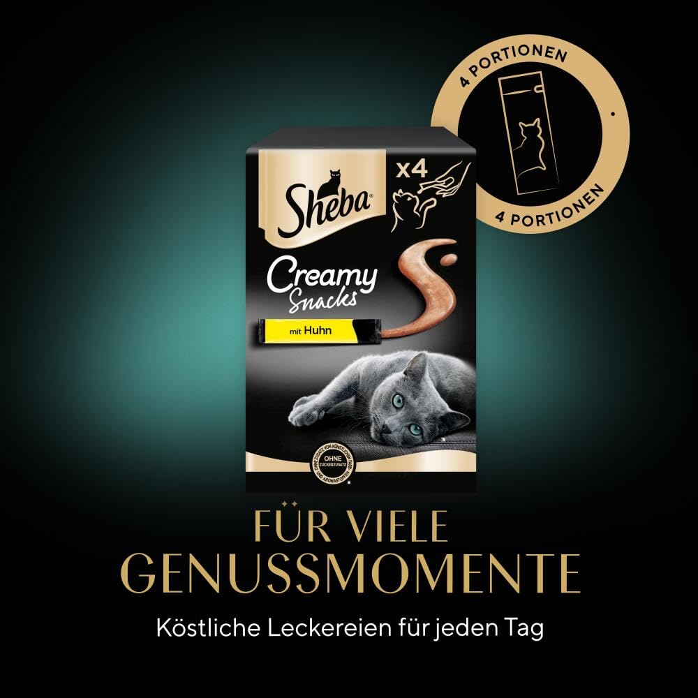 Sheba Creamy Snacks Katzen Huhn 528 g samtig Portionsbeutel