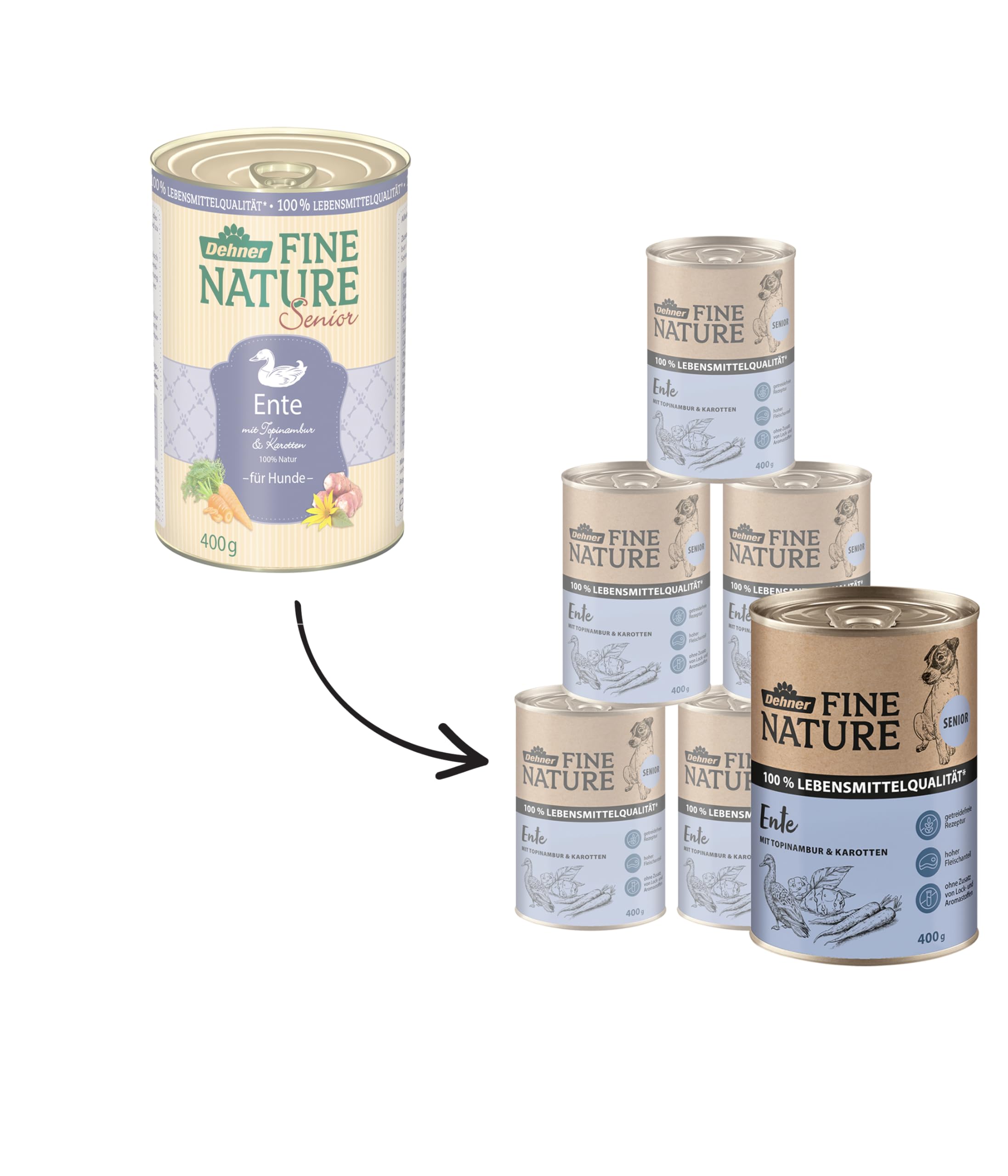 Dehner Fine Nature Senior Hundenassfutter Ente 6x400g