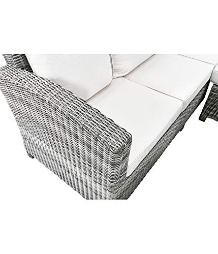 Dehner Premium Lovely Sylt Geflechtlounge 5-teilig grau Polster