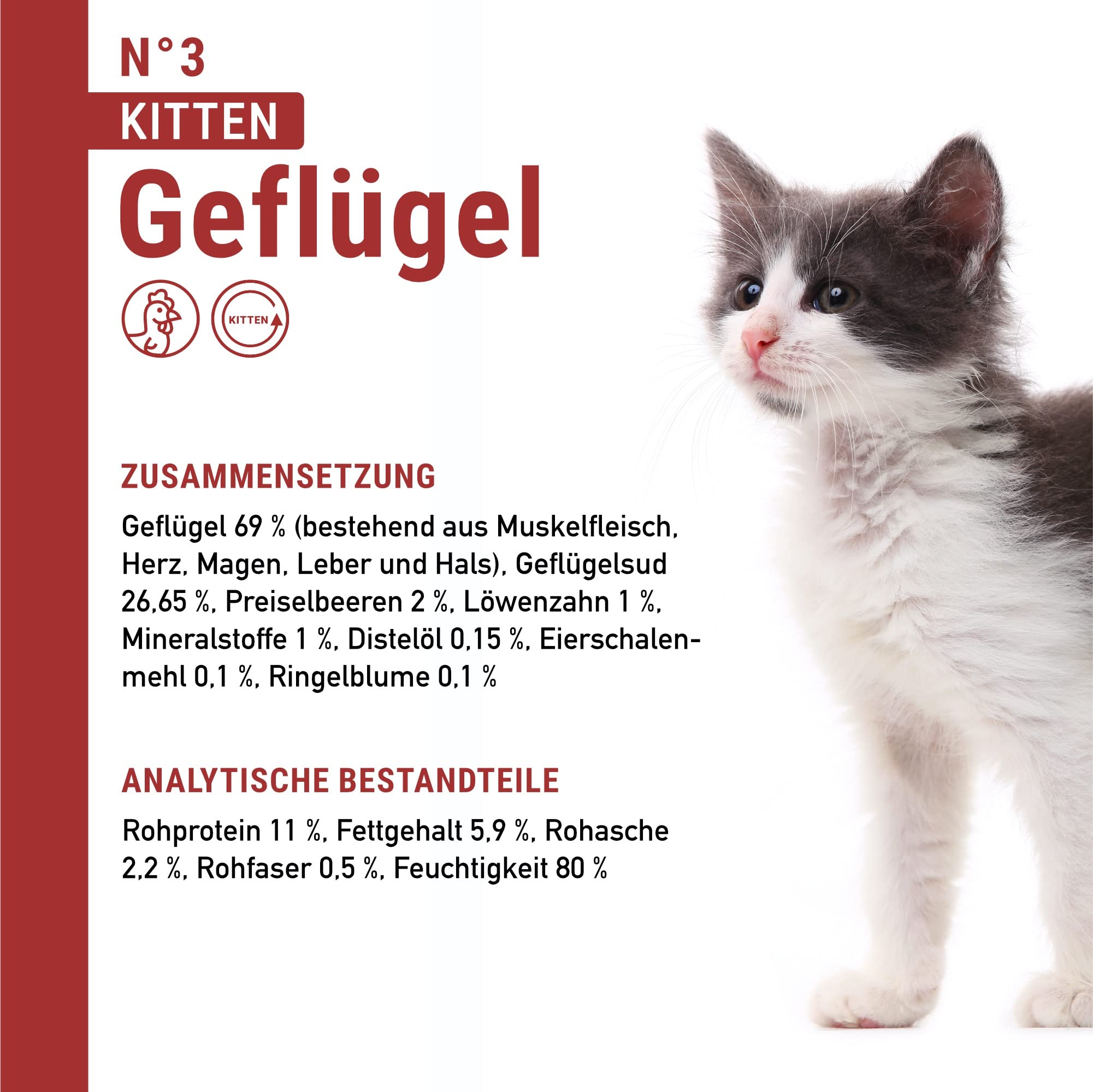 catz finefood Kitten N° 3 Nassfutter Geflügel 6x300g hypoallergen