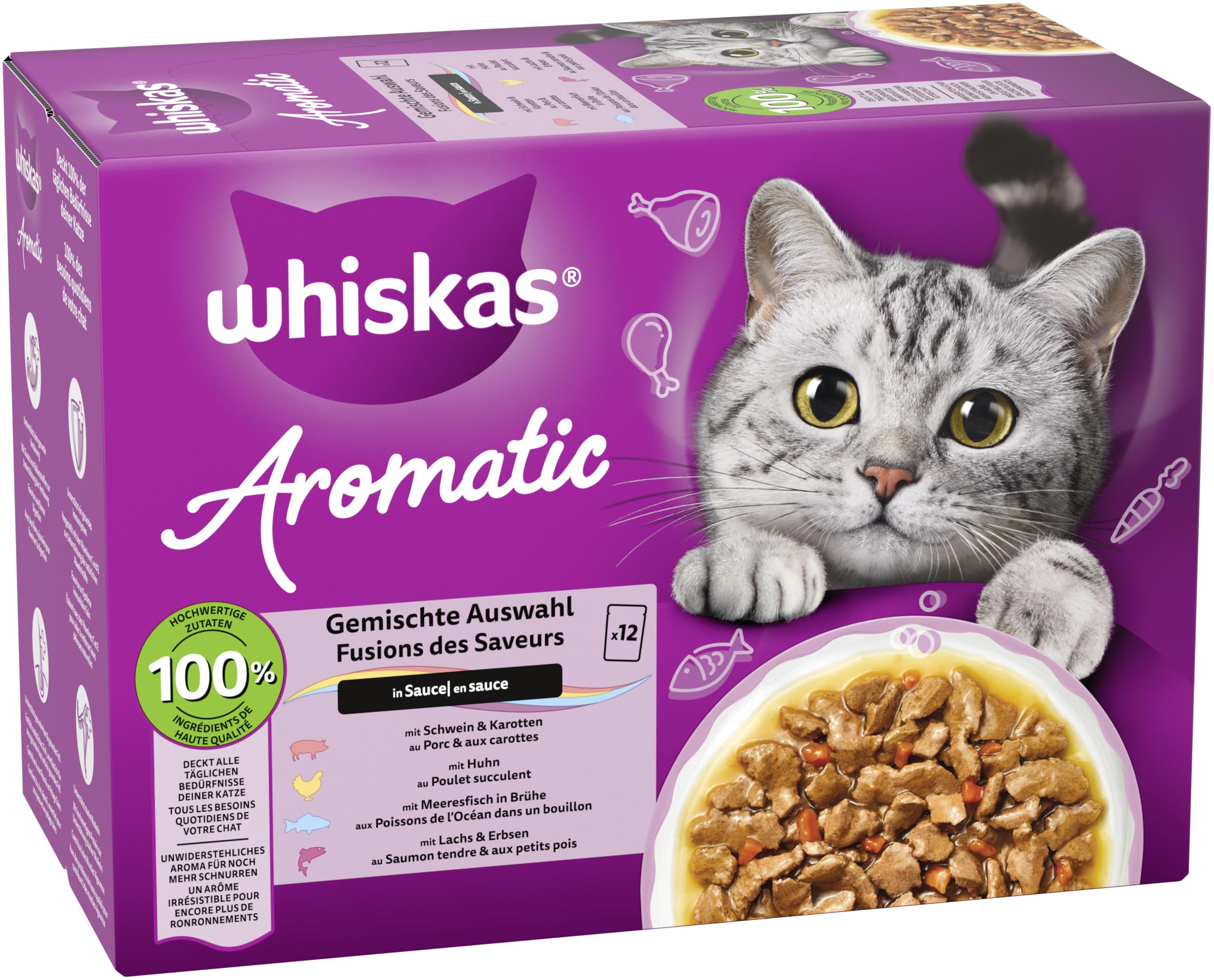Whiskas Aromatic Gemischte Auswahl Nassfutter 48x85g Sauce