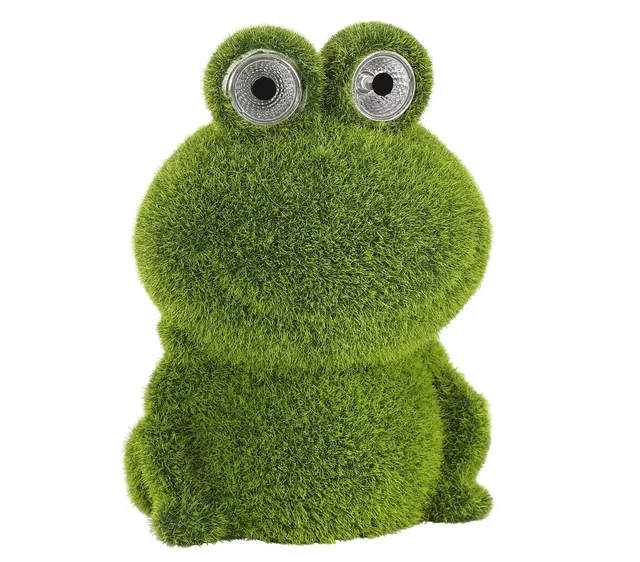 Dehner Premium Lovely Frosch Solarleuchte beflockt grün