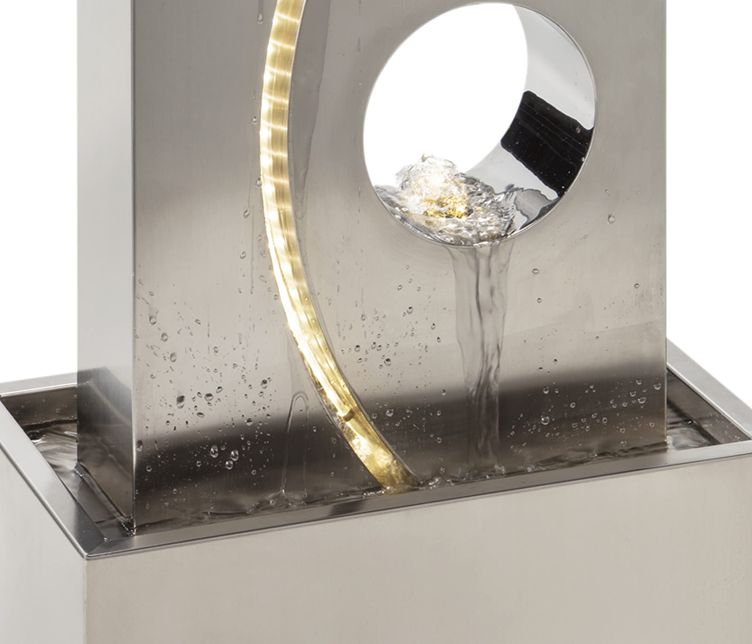 Dehner Shanghai Gartenbrunnen Edelstahl LED 101 cm grau
