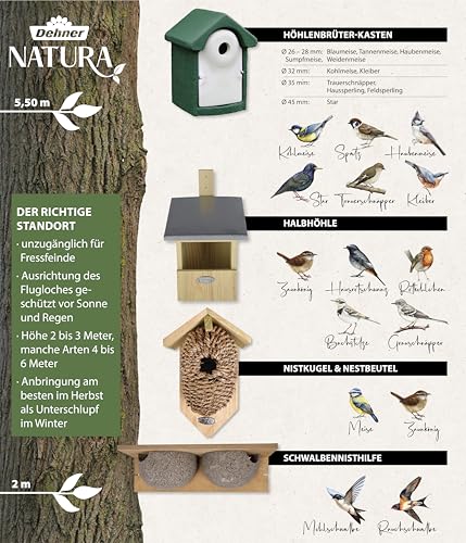 Dehner Natura Birga Nistkasten Holz natur 32 mm Einflug