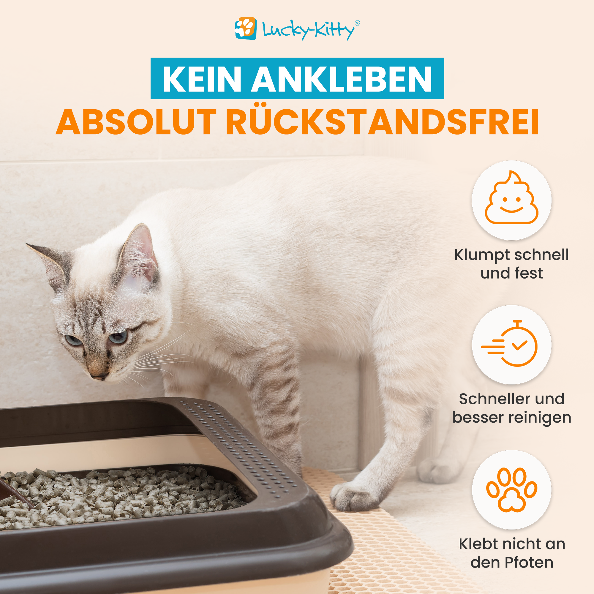 Lucky-Kitty Natur pur Katzenstreu Grüner Tee 6kg staubfrei