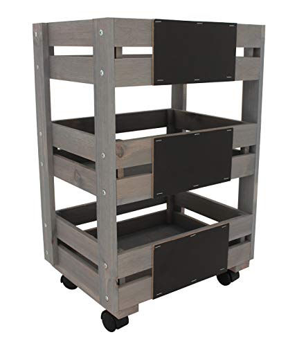 Dehner Premium Lovely Regalwagen Rollen Holz grau braun Tafel