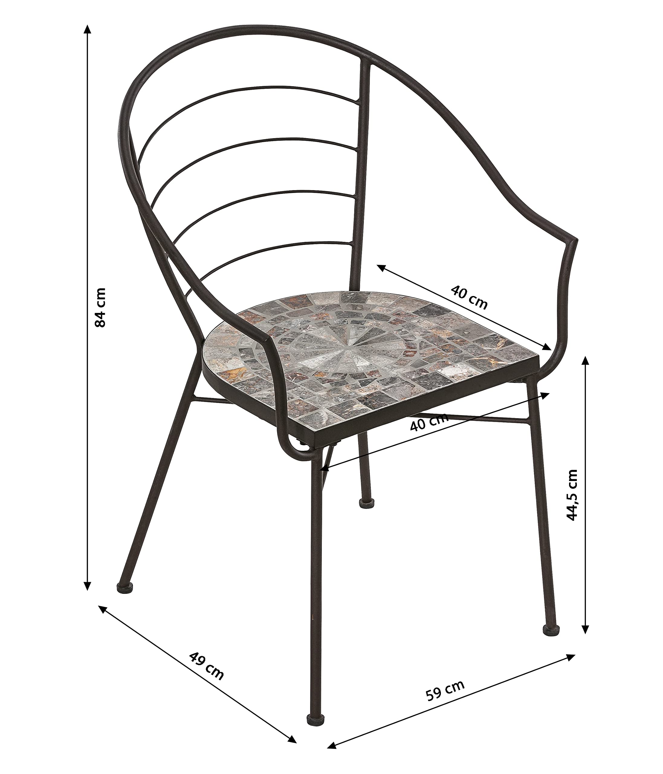Dehner Grazia Gartenstuhl Mosaik Eisen 84 cm braun pflegeleicht