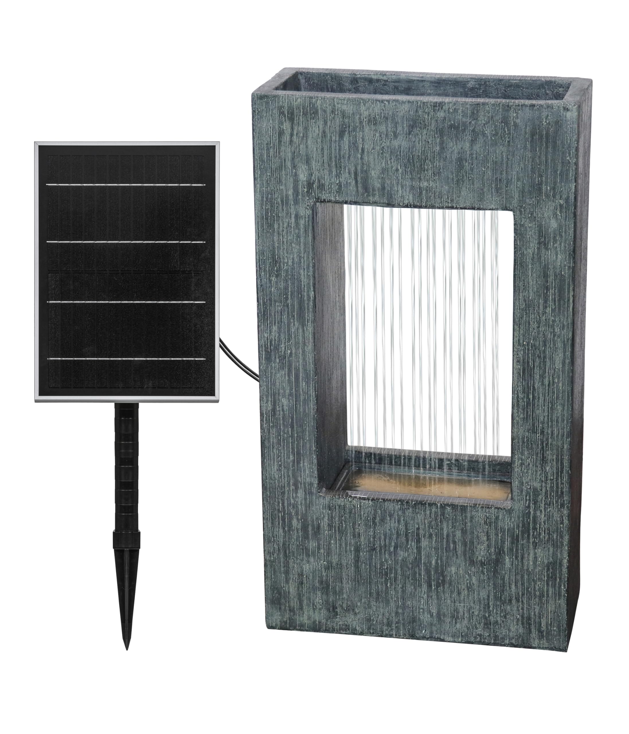 Dehner Vigo Gartenbrunnen Solar LED grau 77,9cm Polyresin