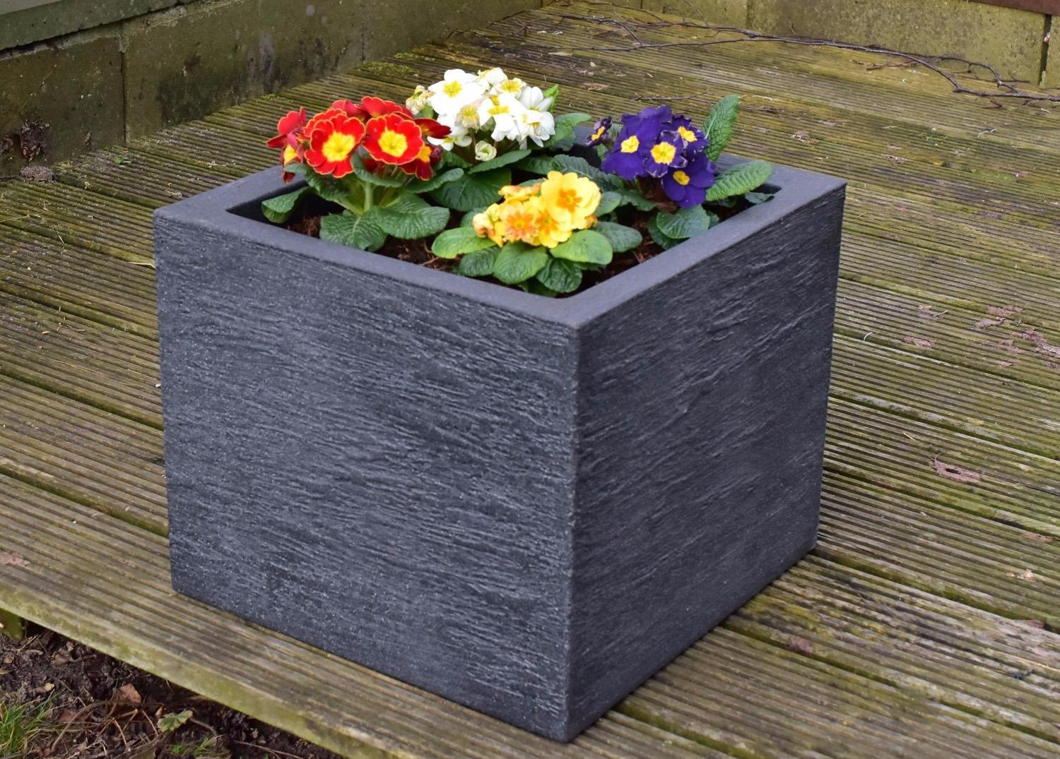 Dehner Palermo Blumenkübel anthrazit 50x50x40cm Kunststoff