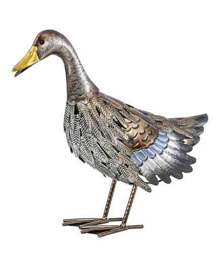 Dehner Ente Dekofigur Metall silber-braun 43 cm
