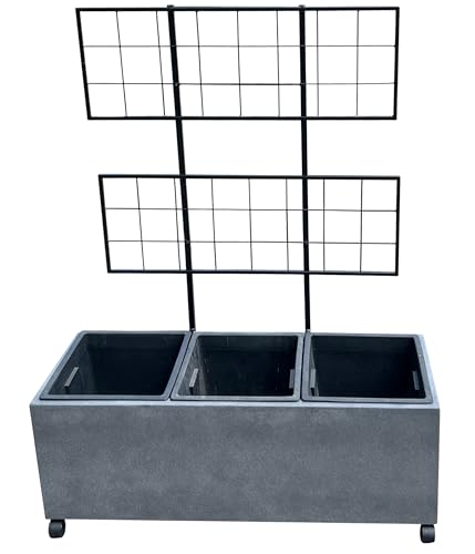 Dehner Milano Spalierkasten grau 100x130x35cm Rollen Beton