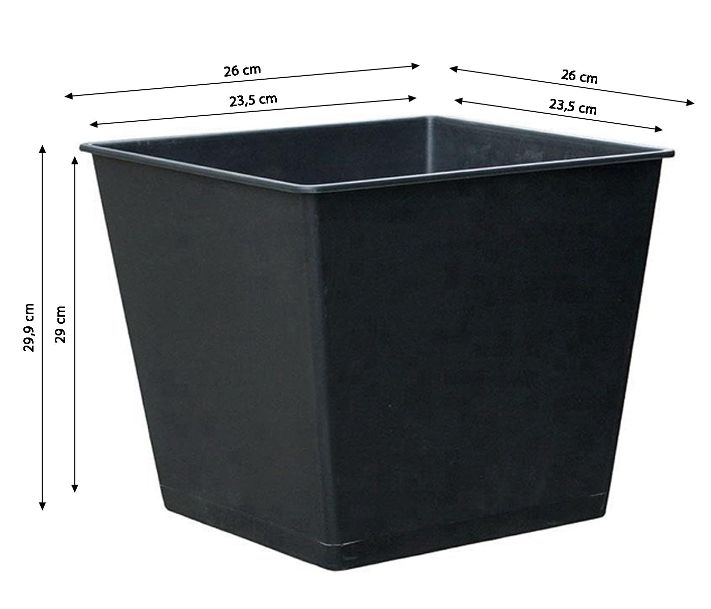 Dehner Universal-Pflanztopf schwarz 30x26x26cm eckig