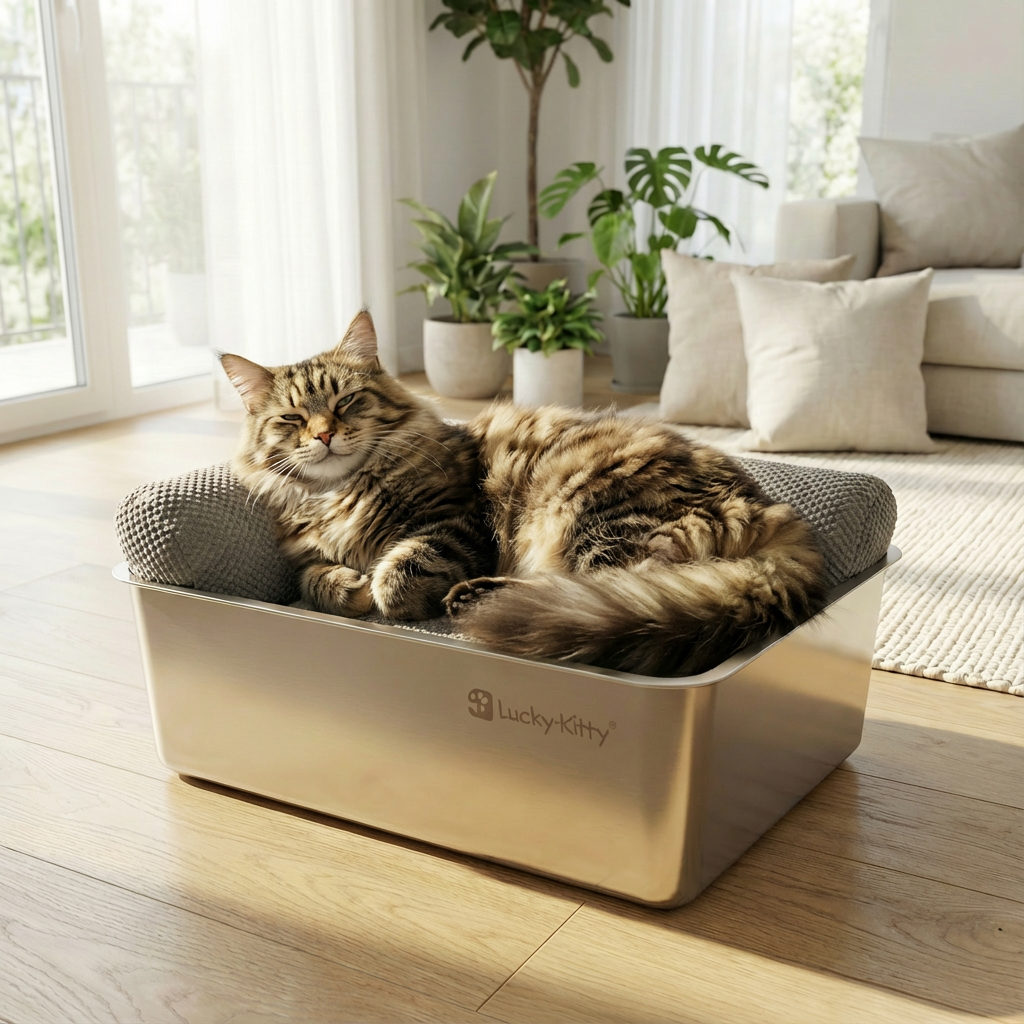 Lucky-Kitty Katzenlounge LUXE 2-in-1 Katzenbett Memory-Foam