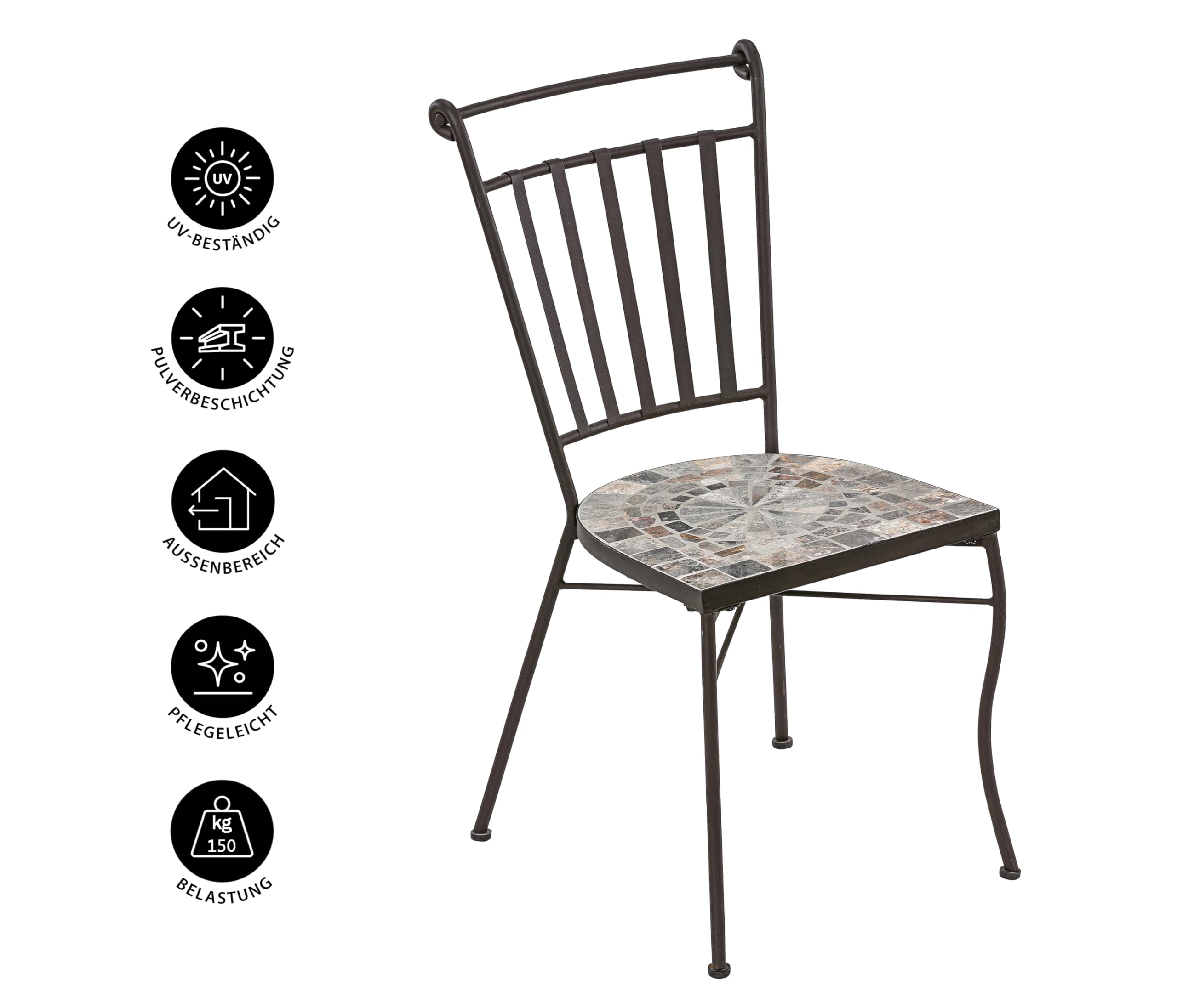 Dehner Fine Nature Grazia Mosaikstuhl grau braun 90 cm