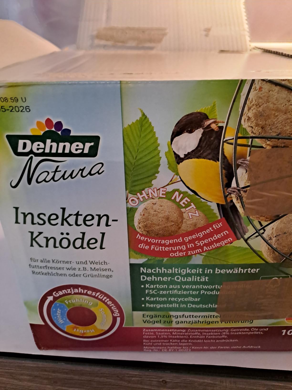 Dehner Natura Meisenknödel ohne Netz Insekten 100x90g proteinreich