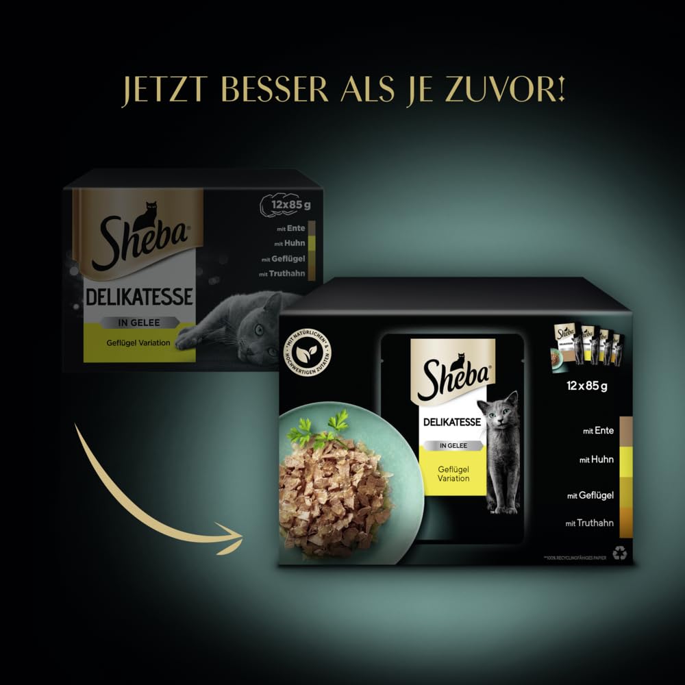Sheba Delikatesse Gelee Nassfutter Geflügel 12x85g Beutel