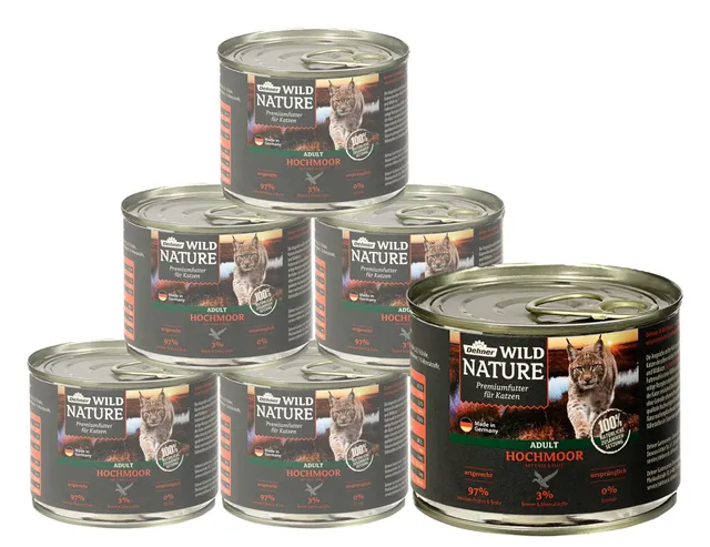Dehner Premium Lovely Wild Nature Hochmoor Nassfutter 6x200g Ente