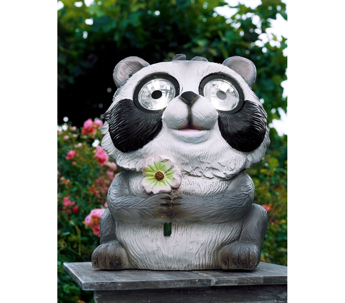 Dehner Solarleuchte Waschbär Cookie Kunststein Leuchte