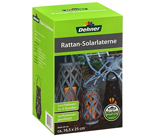 Dehner Premium Lovely Solarlaterne Polyrattan 25 cm dunkelgrau