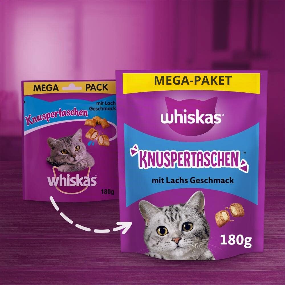 Whiskas Knuspertaschen Snack Lachs 4x180g cremig
