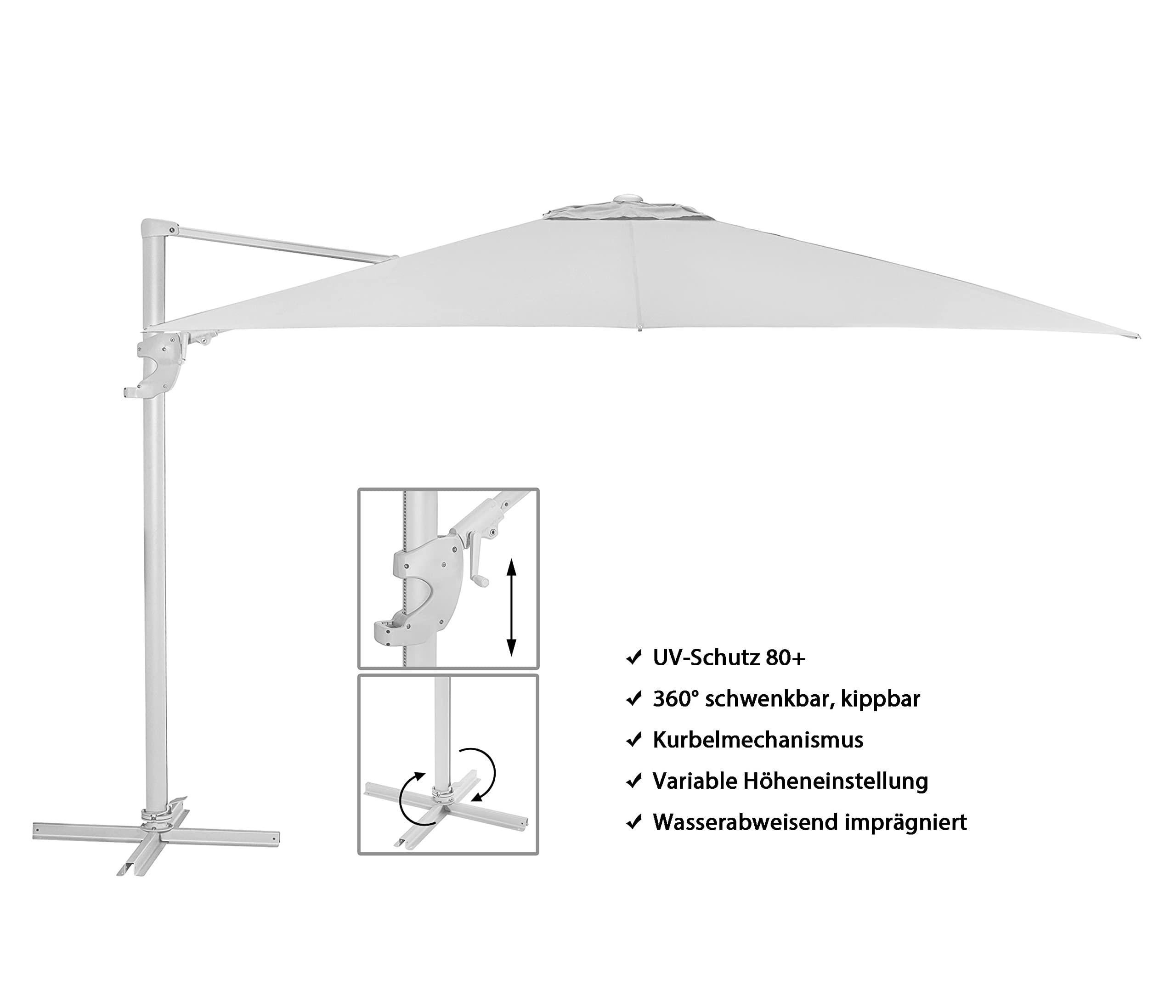 Dehner Premium Lovely Zypern Ampelschirm eckig hellbraun