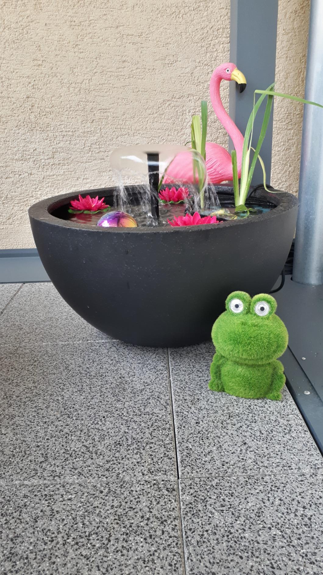 Dehner Premium Lovely Frosch Solarleuchte beflockt grün