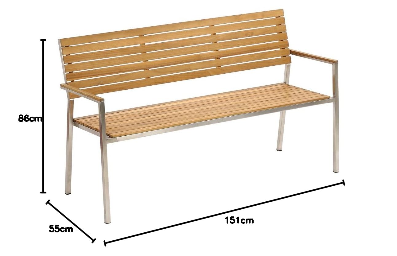 Dehner Antibes Gartenbank 3-Sitzer 151 cm Teak natur