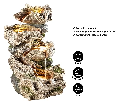 Dehner Albero Gartenbrunnen grau Polyresin 77x47x41 cm LED