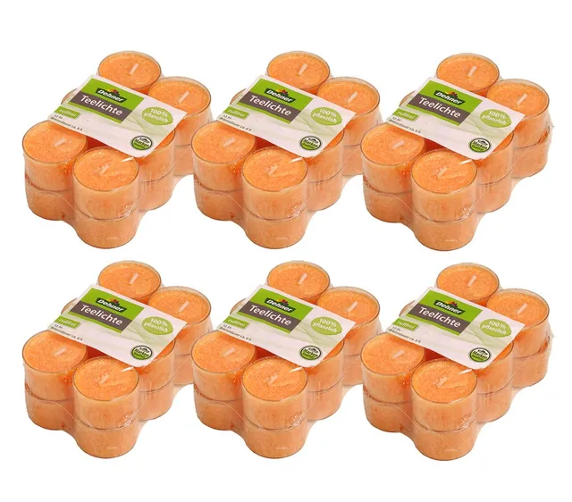 Dehner Premium Lovely Teelichter orange 72 Stück rußfrei