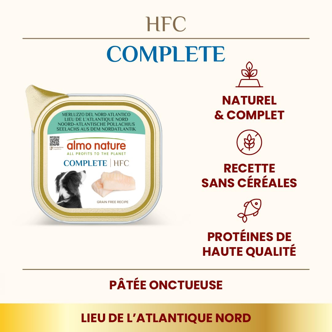 Almo Nature HFC Complete Nordatlantischer Kabeljau Hundefutter 17x85g glutenfrei