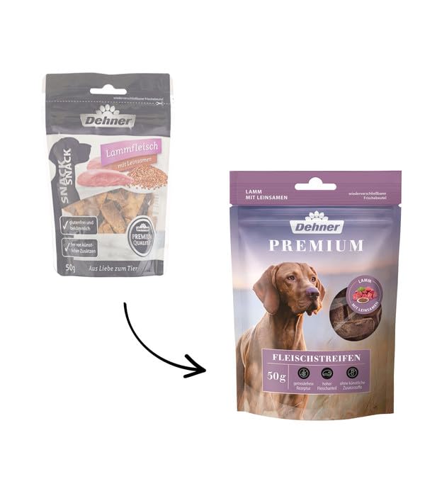 Dehner Premium Lammfleischstreifen Hundesnack 8x50g getreidefrei