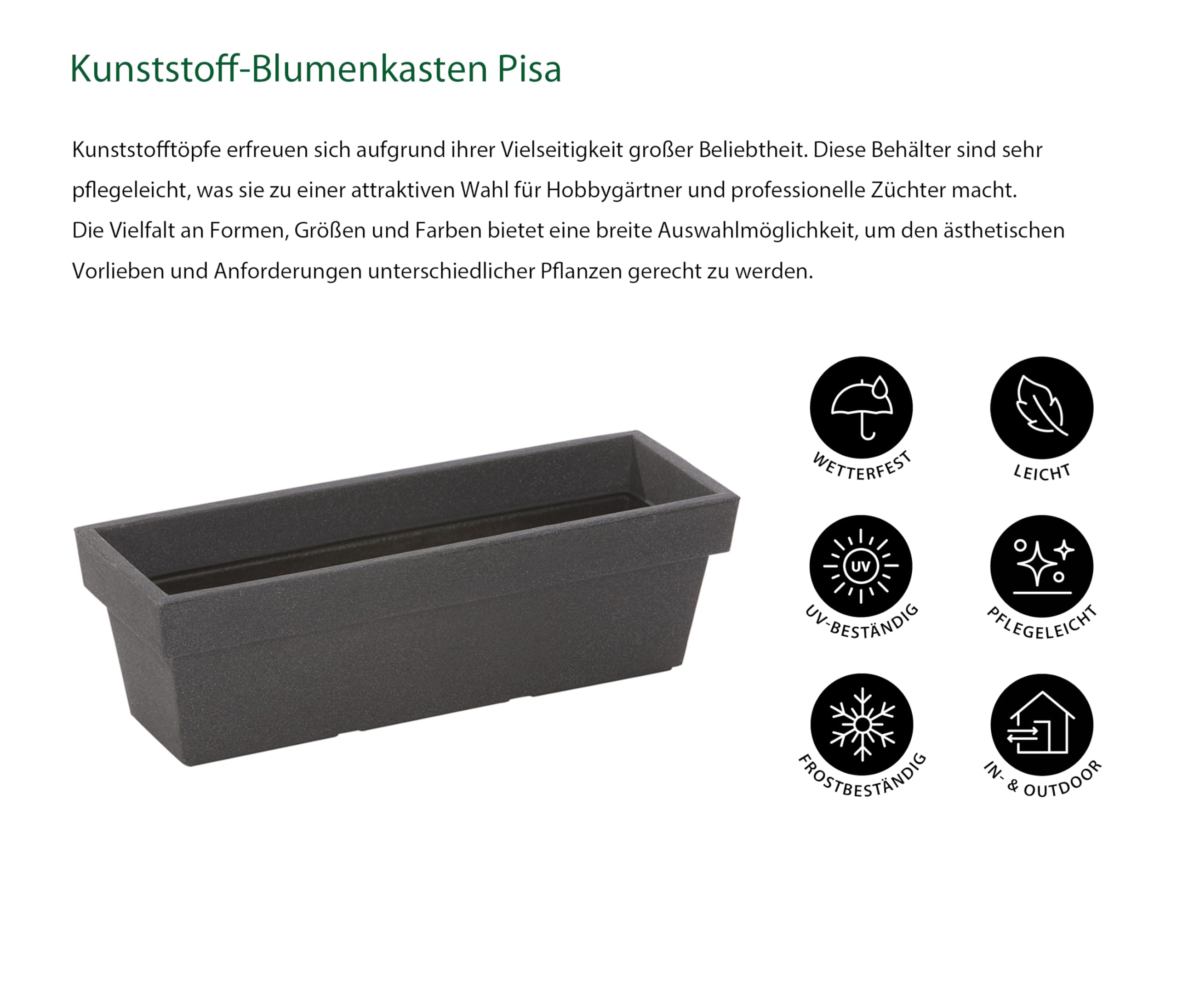 Dehner Gartencenter Mailand Blumenkasten 60cm anthrazit Kunststoff