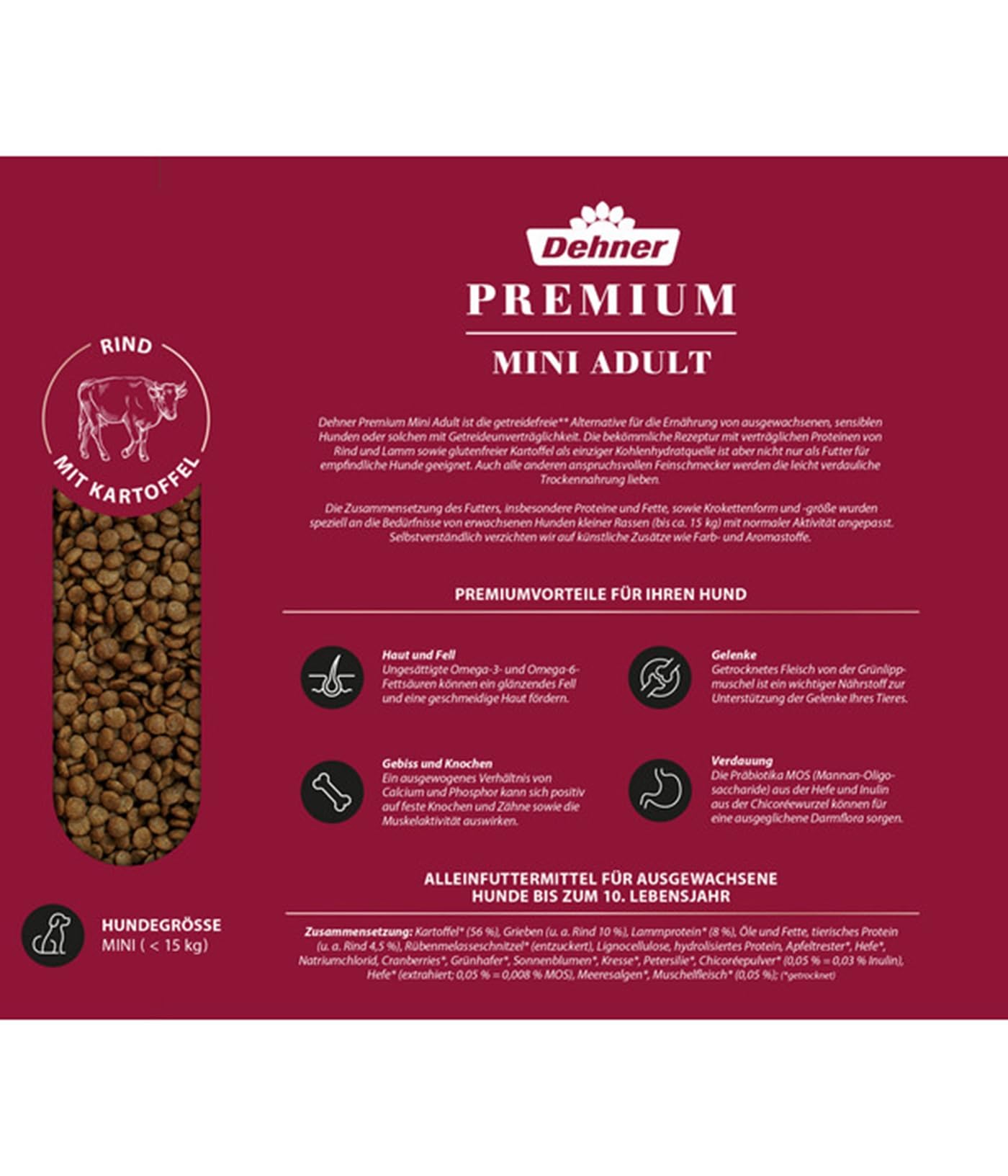Dehner Premium Mini Adult Trockenfutter Rind Lamm 8 kg