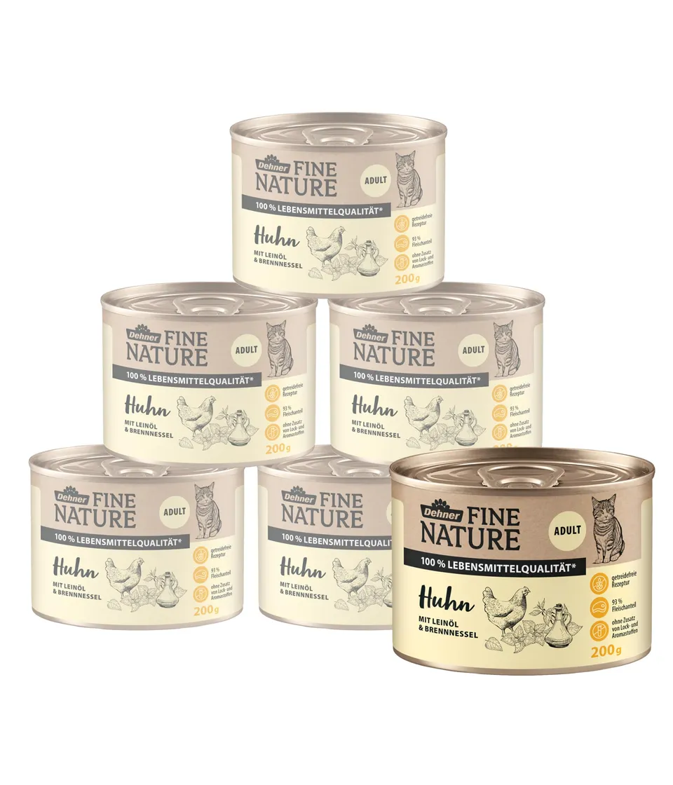 Dehner Fine Nature Adult Nassfutter Huhn 6x200g