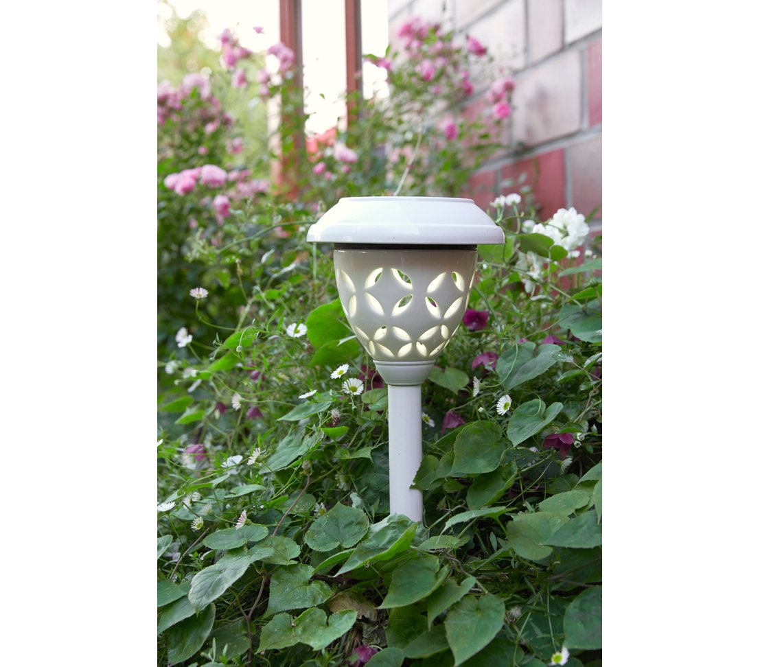Dehner Lovely Kera Solarleuchte Keramik weiß 45 cm