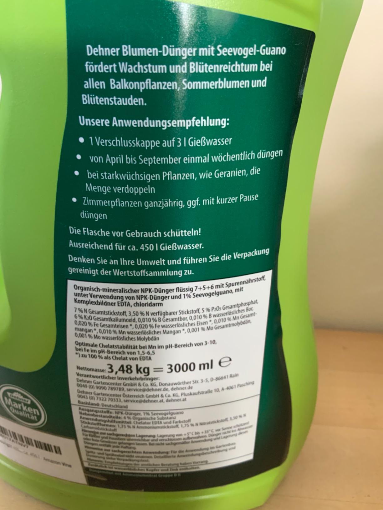 Dehner Blumendünger flüssig Guano 3l