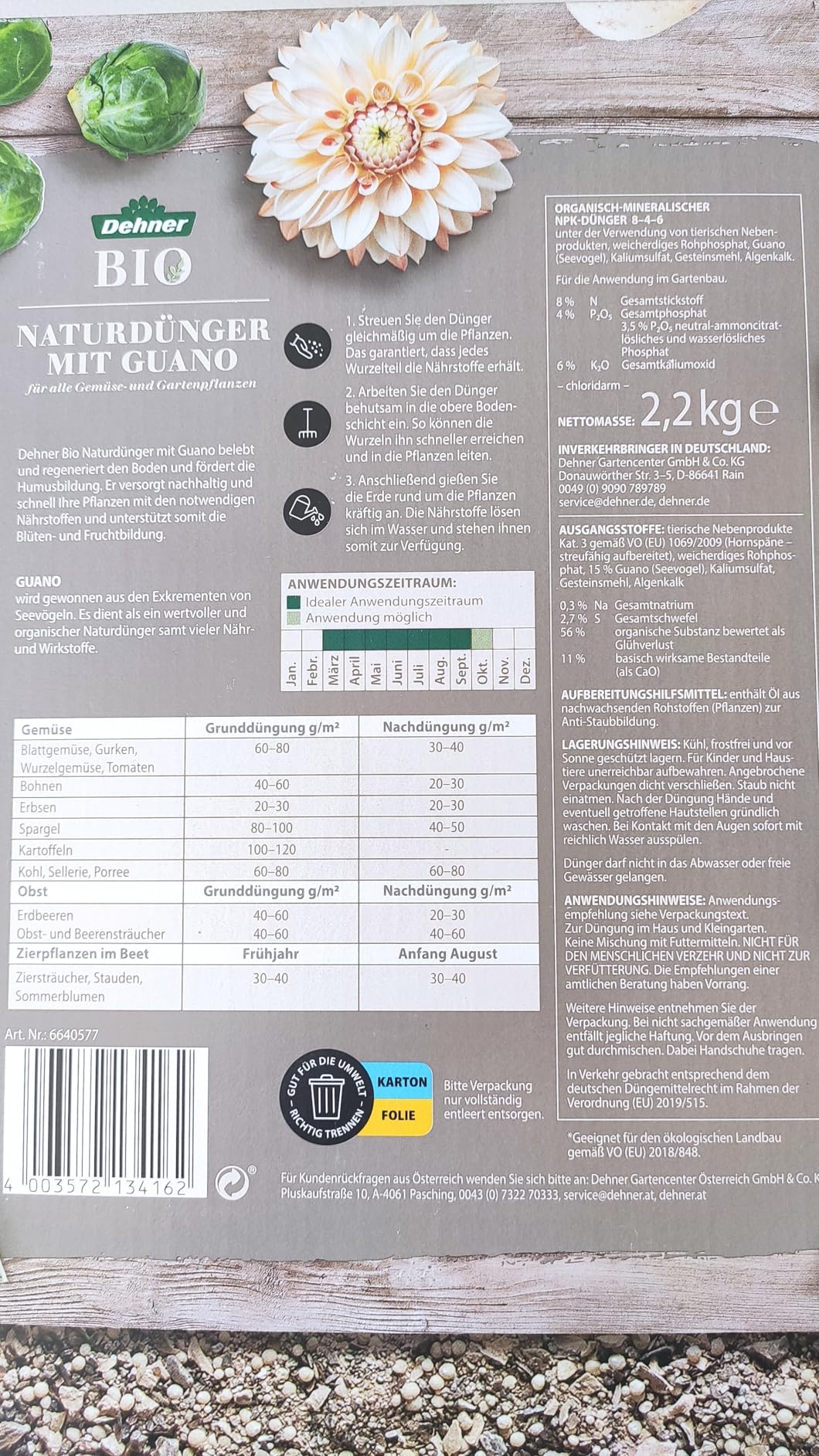 Dehner Bio Naturdünger mit Guano 2,5kg organisch-mineralisch