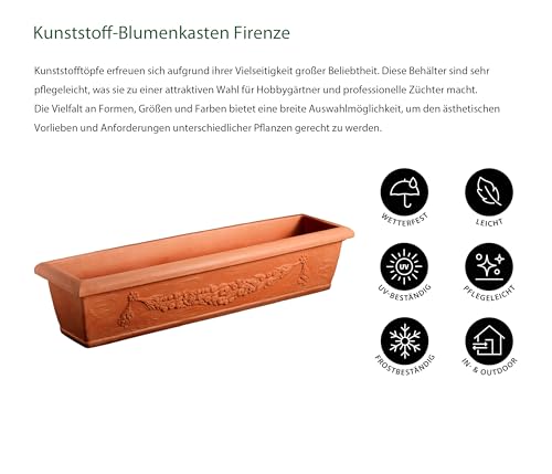 Dehner Firenze Blumenkasten Kunststoff terracotta 60x20x17 cm