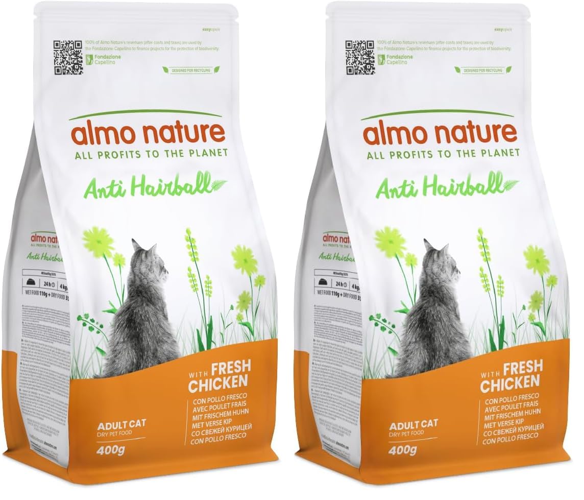 Almo Nature Anti-Hairball Trockenfutter 400g frisches Huhn
